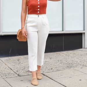 Petite Studio Charlie Pants Cropped White Sz Small